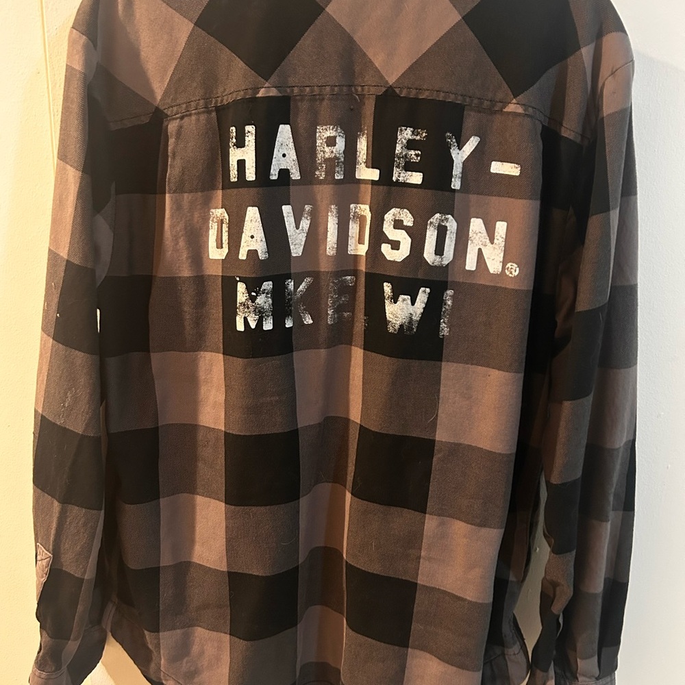 Harley-Davidson Men's Black and Gray Checkered Jacket